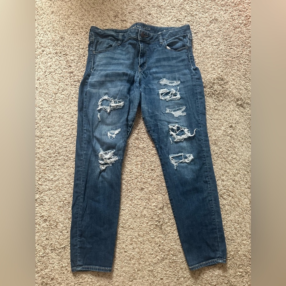 American Eagle Outfitters womens Ripped Blue Skinny Jeans